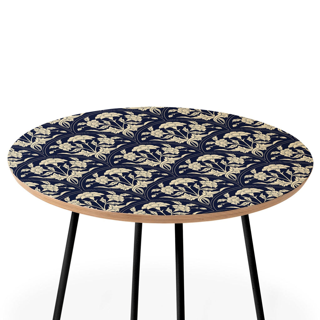Avenie Victorian Botanical Cornflower Round Side Table