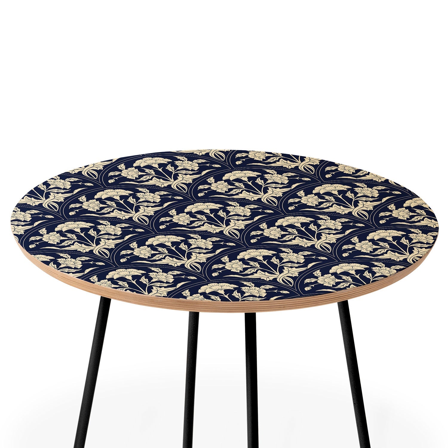 Avenie Victorian Botanical Cornflower Round Side Table