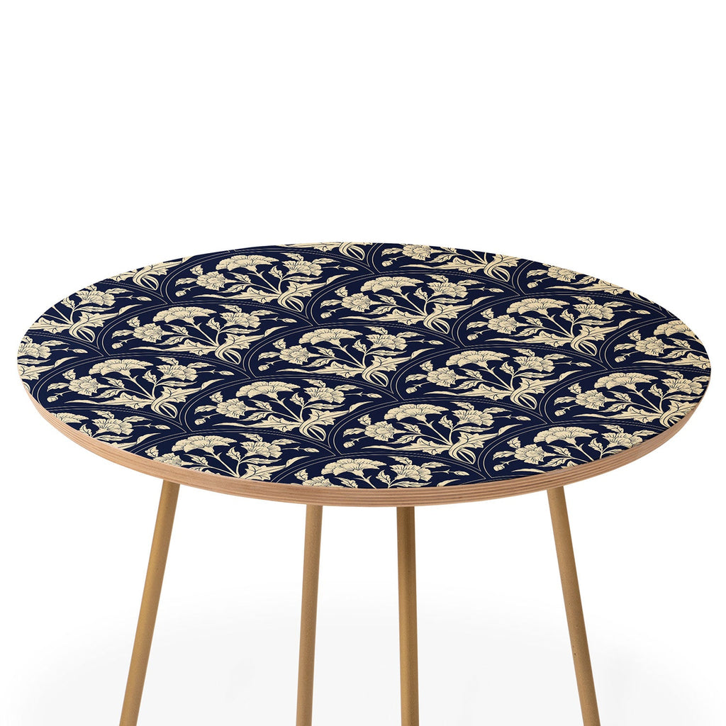 Avenie Victorian Botanical Cornflower Round Side Table