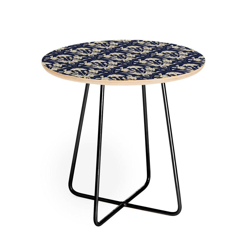 Avenie Victorian Botanical Cornflower Round Side Table