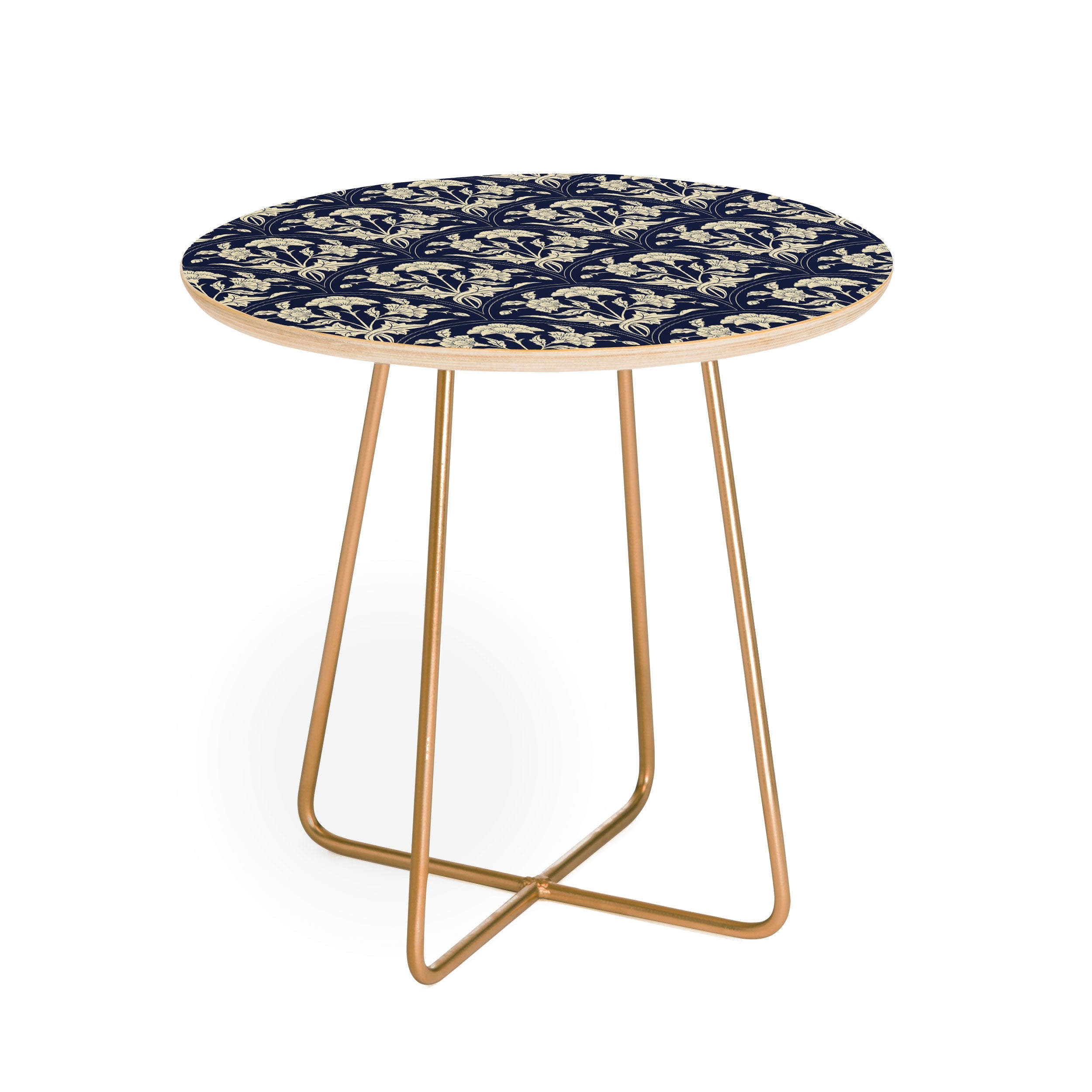 Avenie Victorian Botanical Cornflower Round Side Table