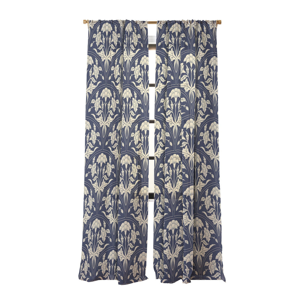 Avenie Victorian Botanical Cornflower Sheer Window Curtain