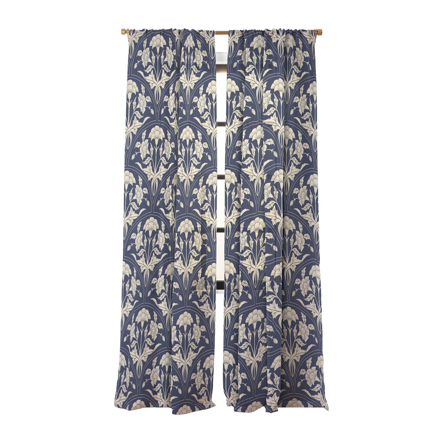 Avenie Victorian Botanical Cornflower Sheer Non Repeat
