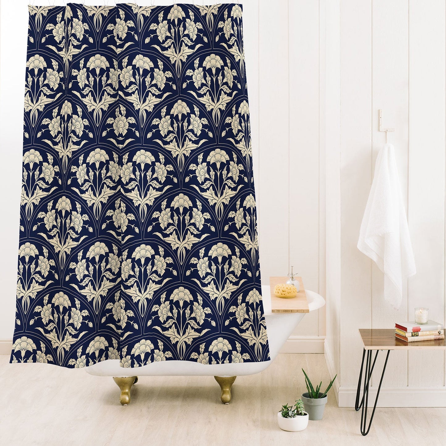 Avenie Victorian Botanical Cornflower Shower Curtain