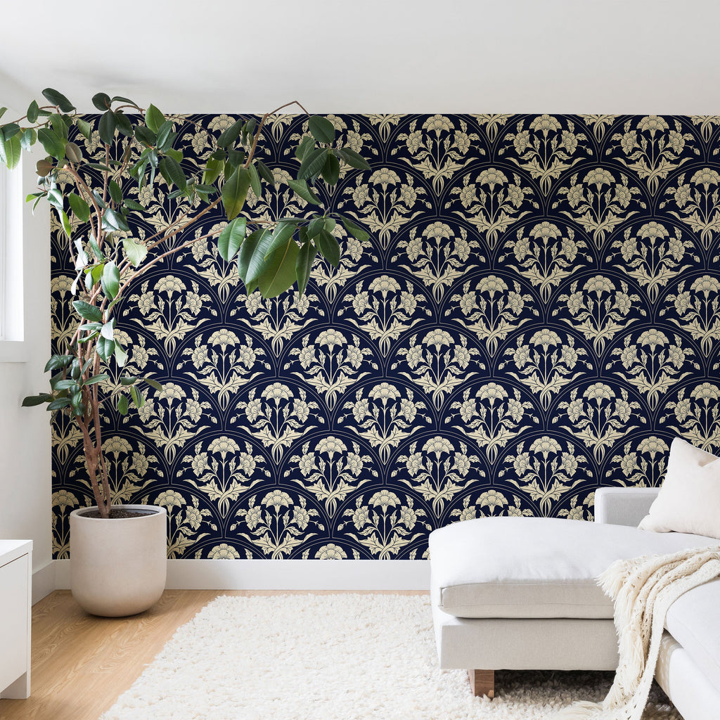 Avenie Victorian Botanical Cornflower Wall Mural
