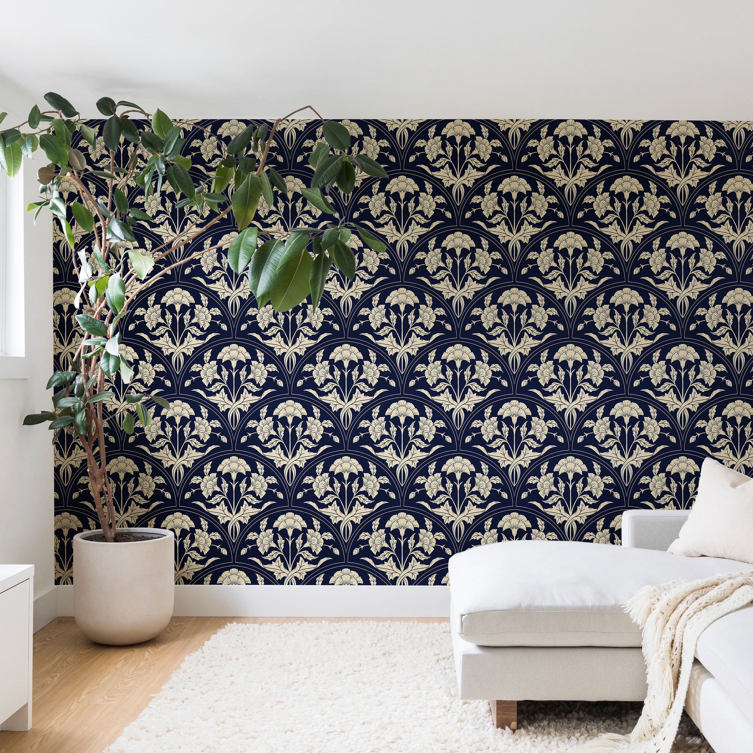 Avenie Victorian Botanical Cornflower Wall Mural