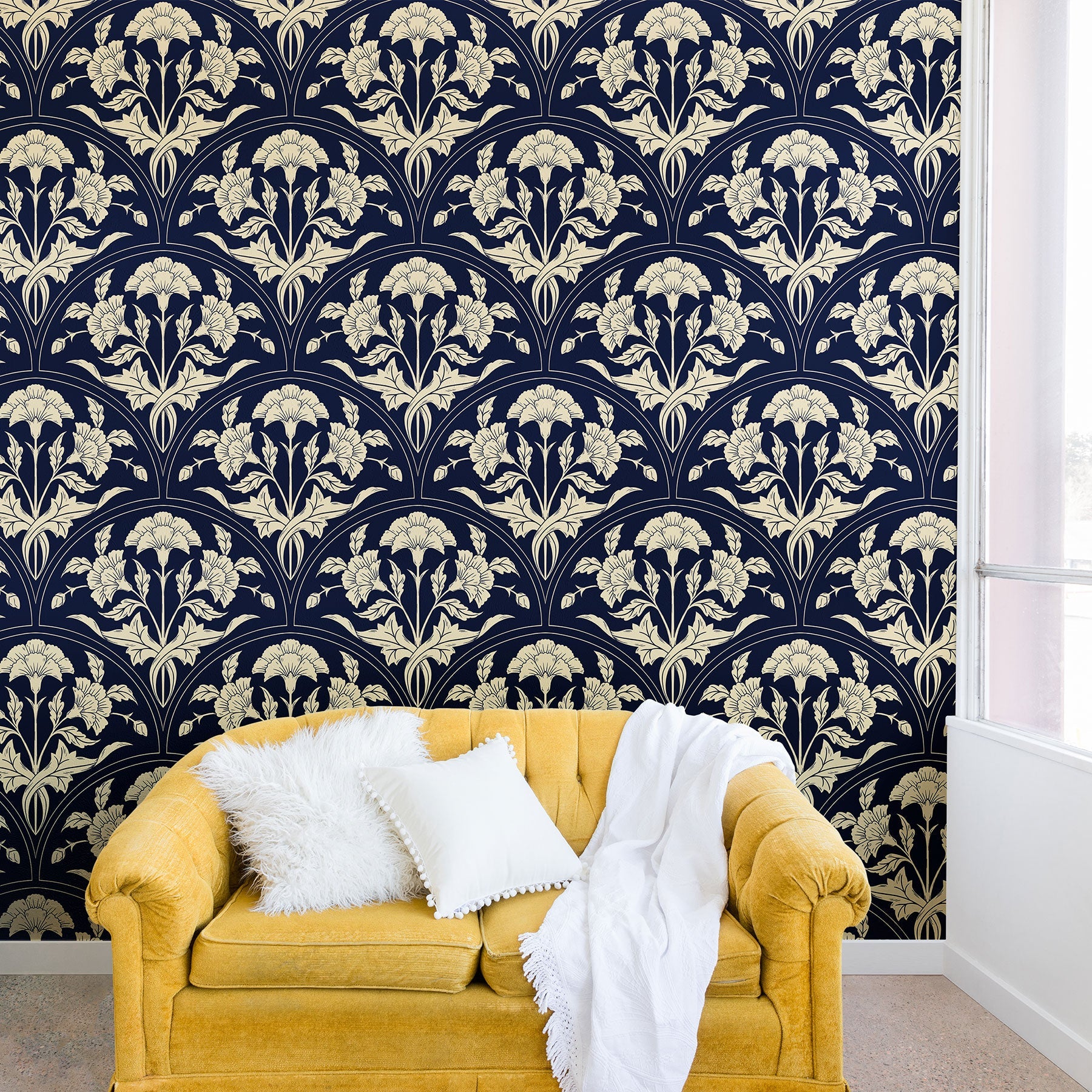 Avenie Victorian Botanical Cornflower Wall Mural