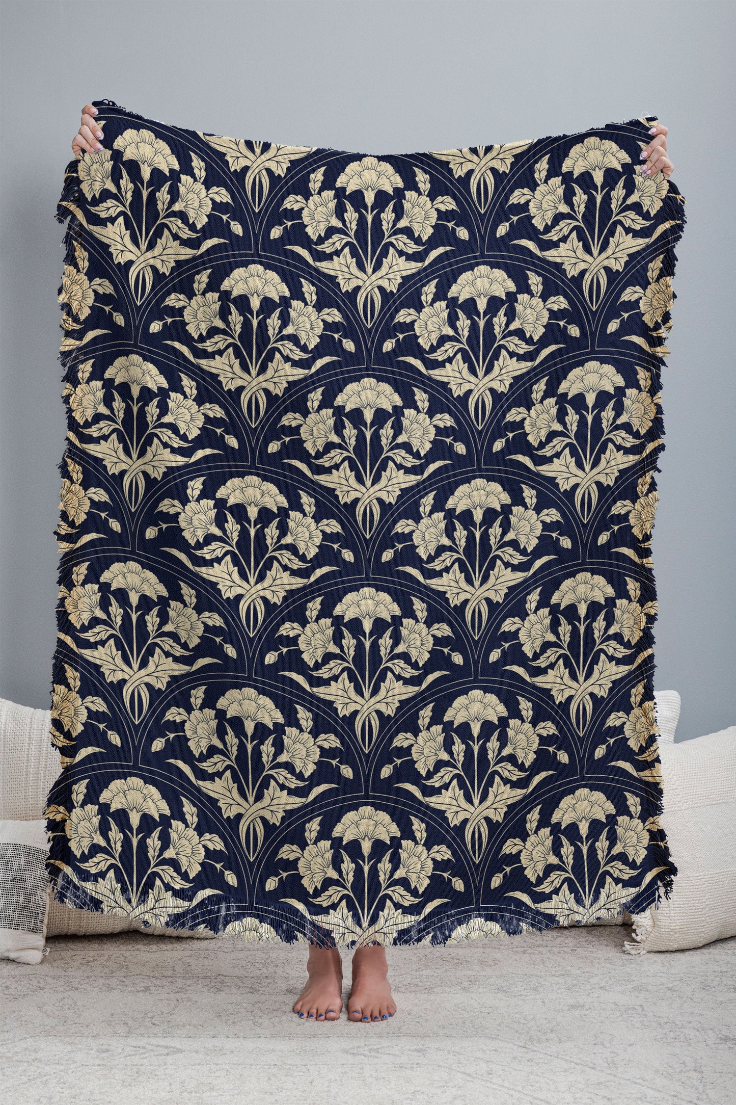 Avenie Victorian Botanical Cornflower Throw Blanket