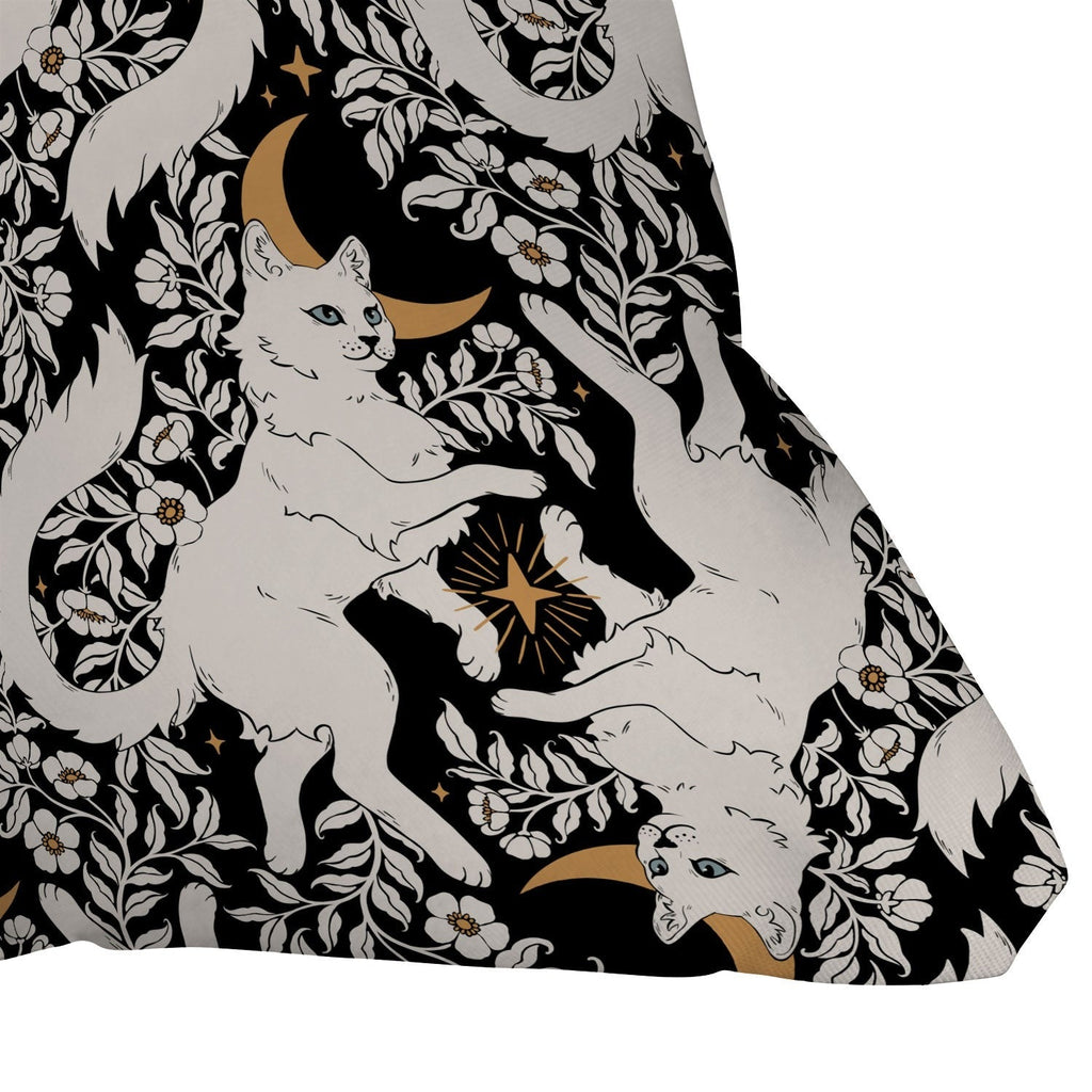 Avenie Celestial Cats Gold Throw Pillow