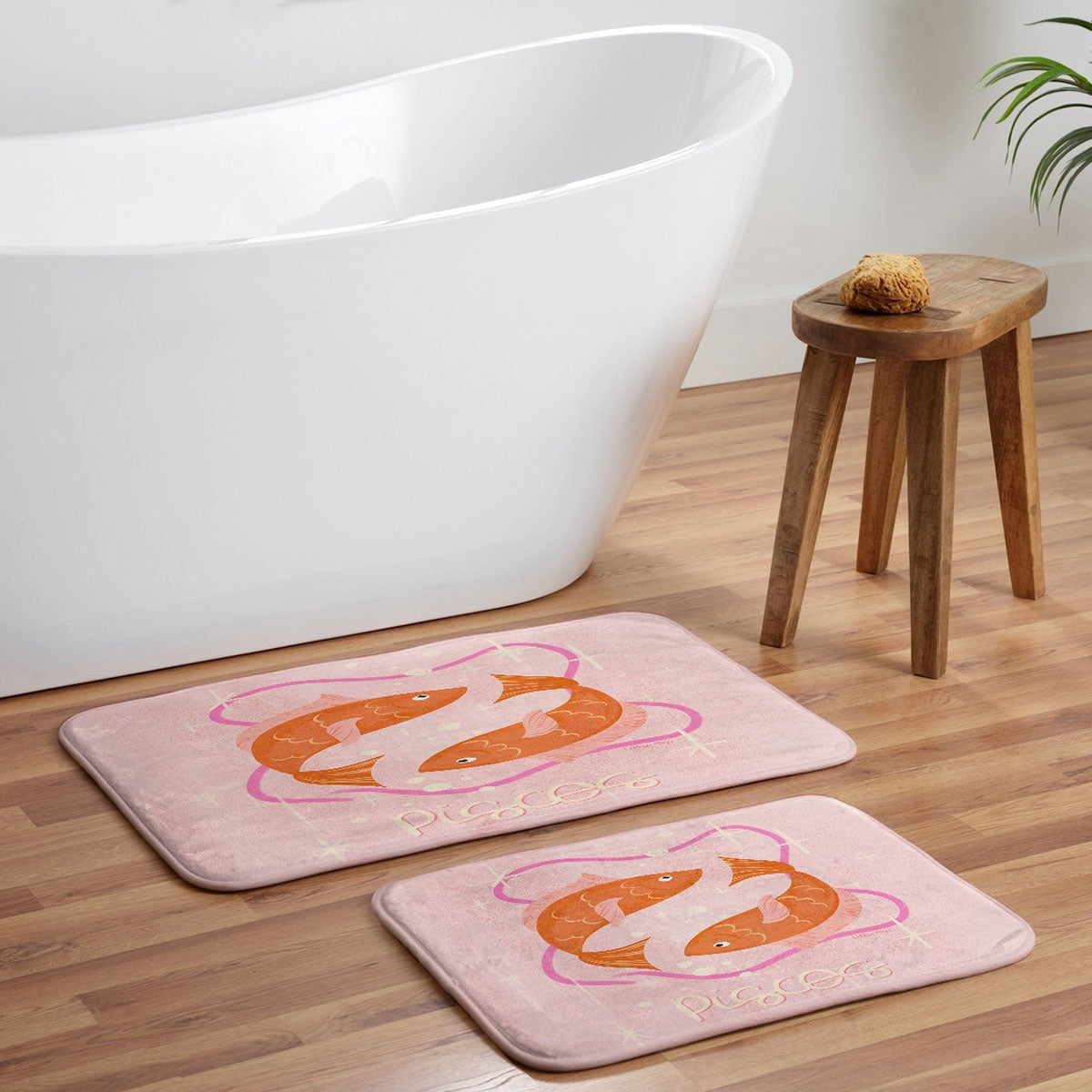 Little Om Zodiac Sign Pisces Memory Foam Bath Mat