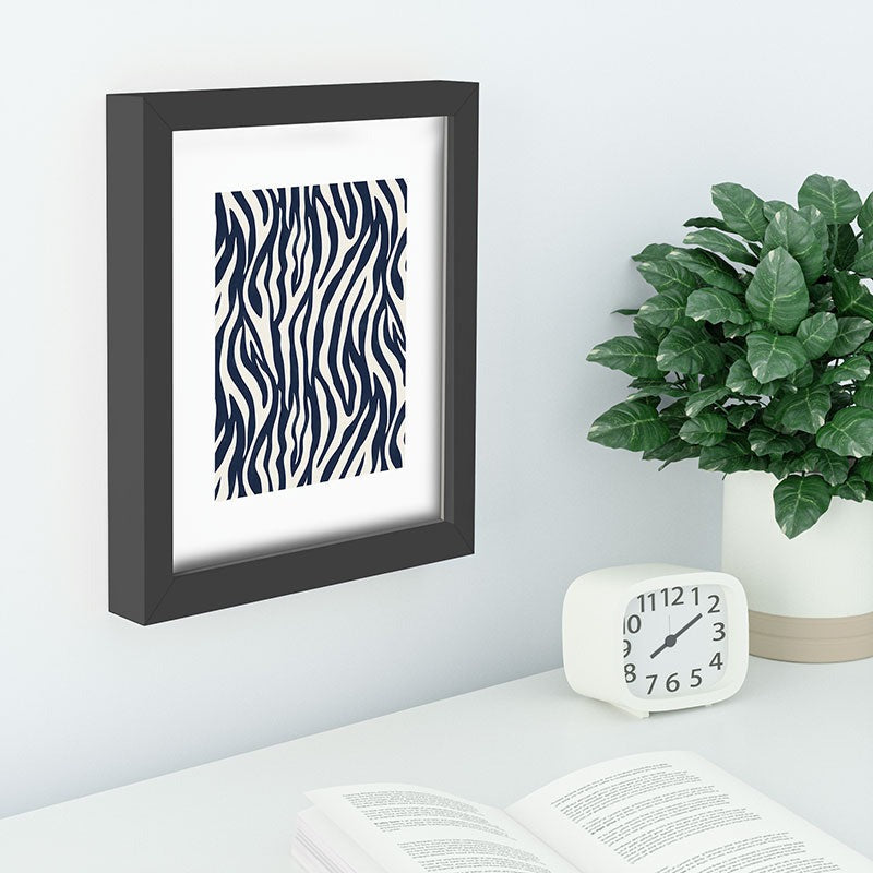 Avenie BR Navy Tiger Stripes Recessed Framing Rectangle