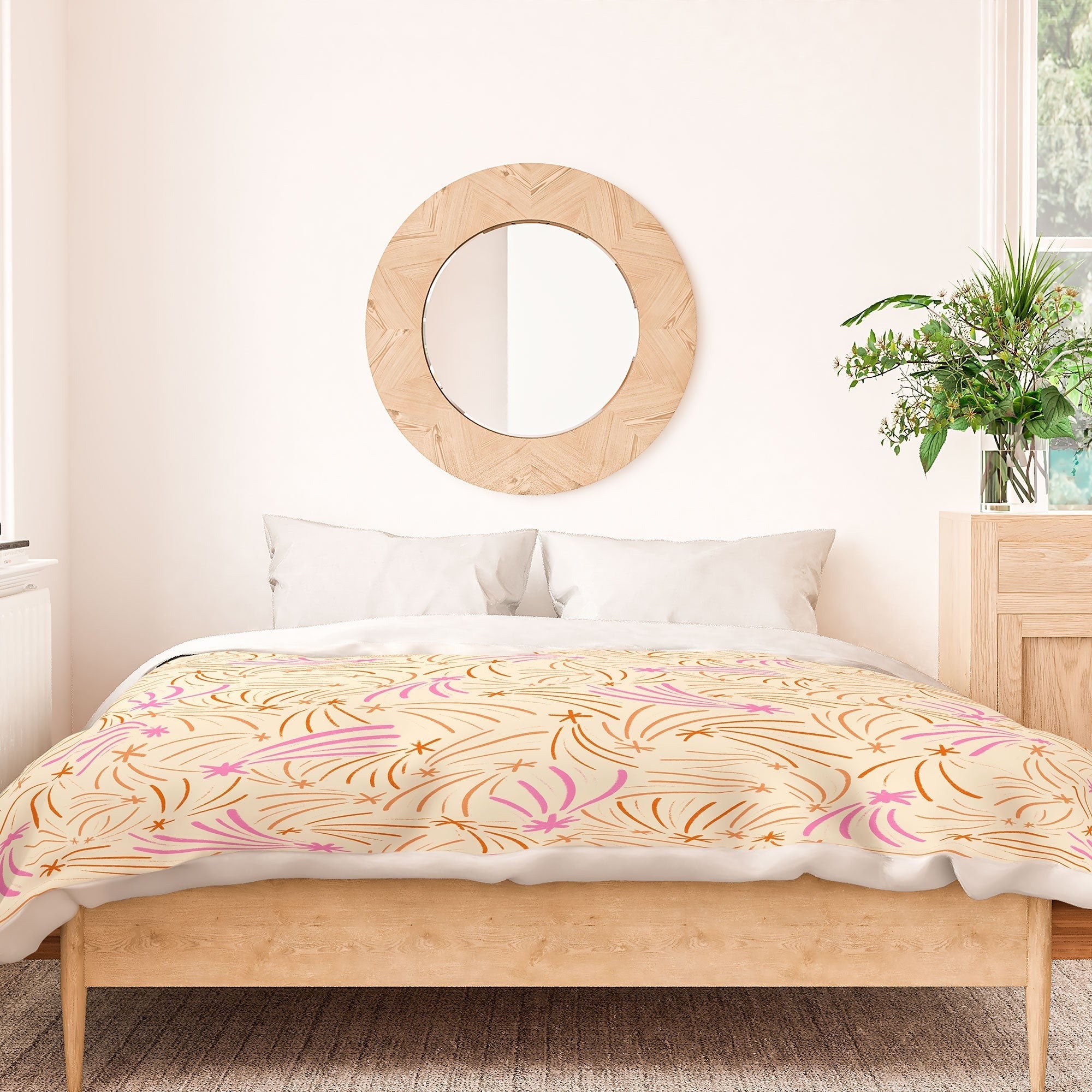Little Om Pattern Shooting Stars cream Duvet Cover