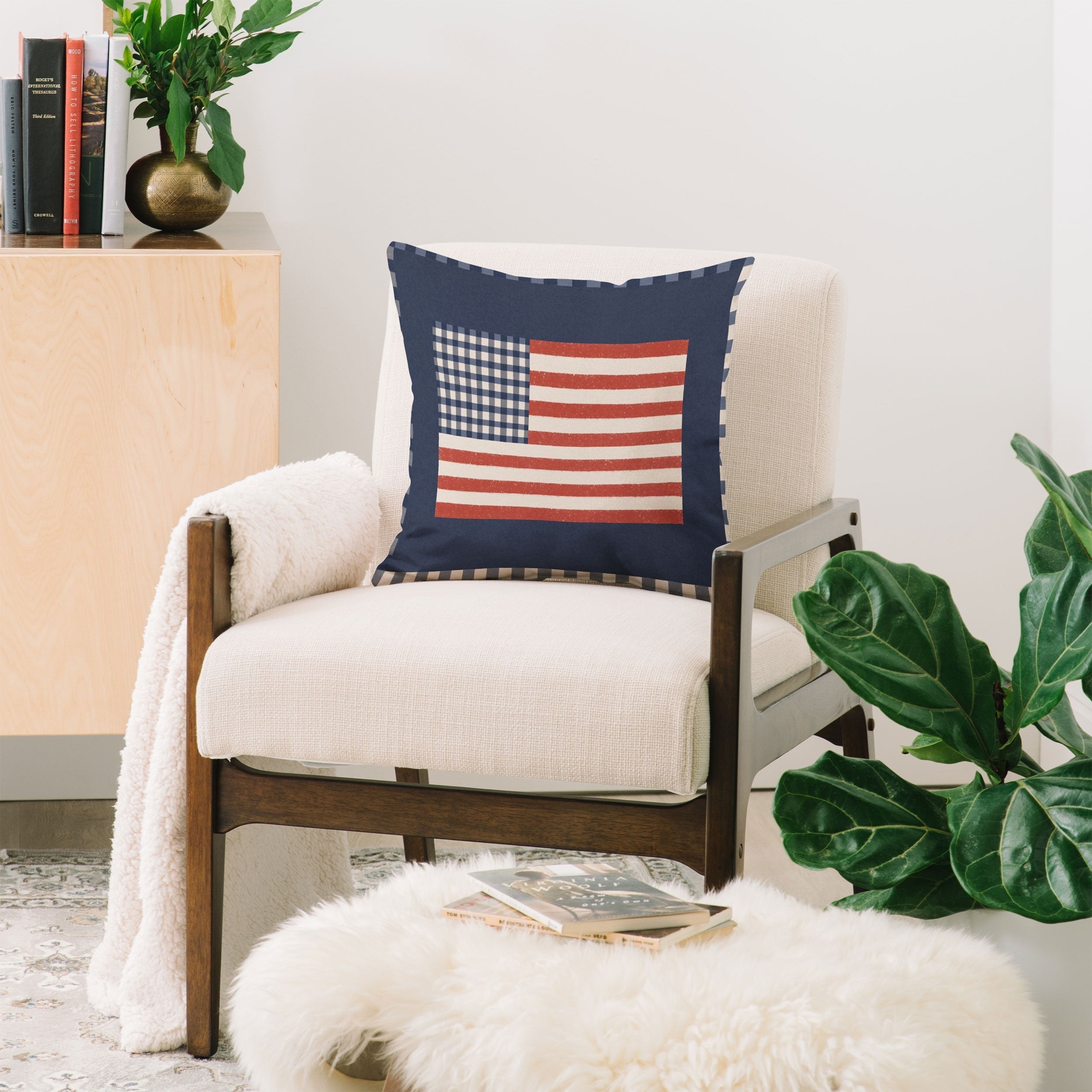 DENY Designs Gingham Flag Throw Pillow