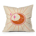Little Om Celestial Moon cream Throw Pillow