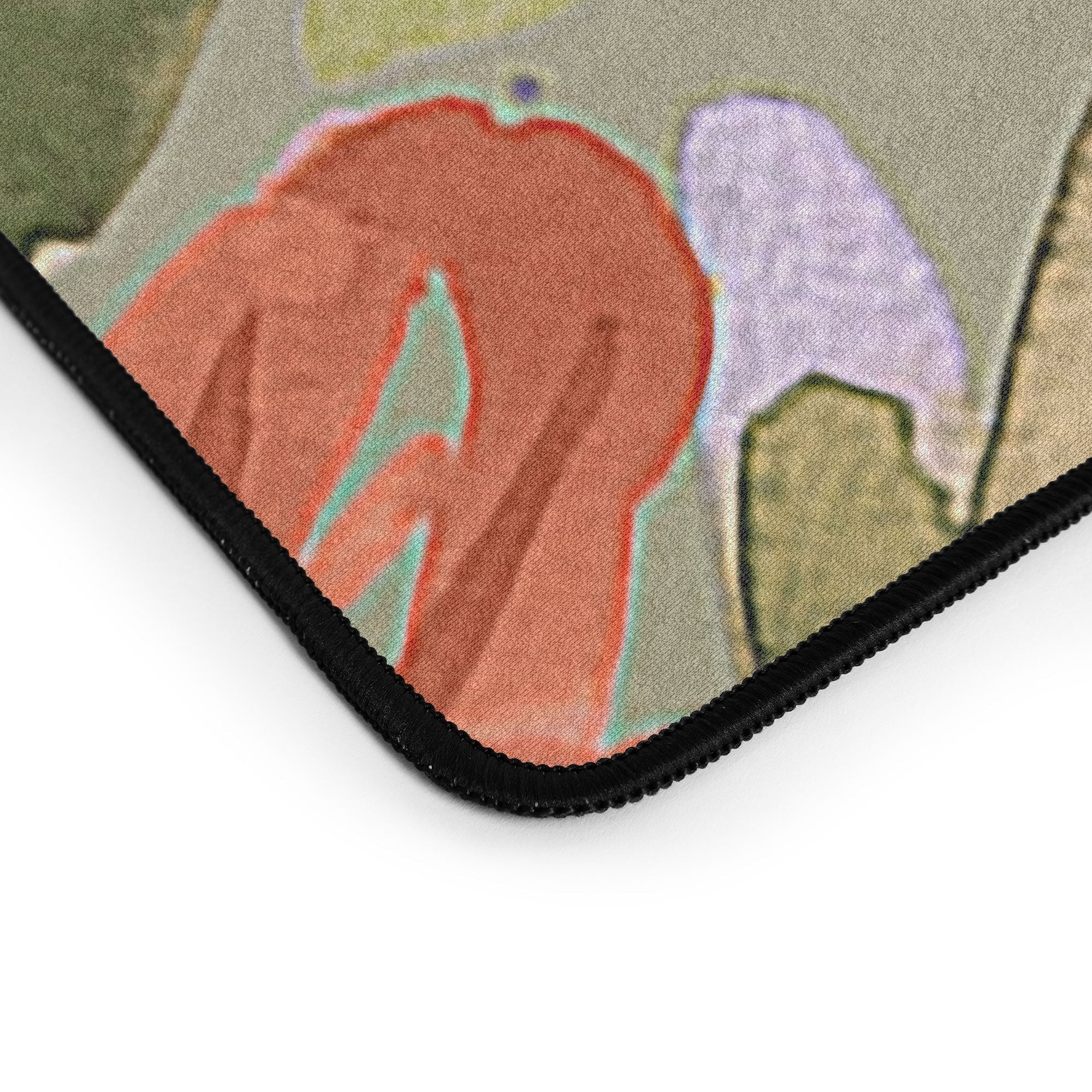 Ninola Design Botanic Retreat Painterly Tropical Flowers Sage Green Desk Mat