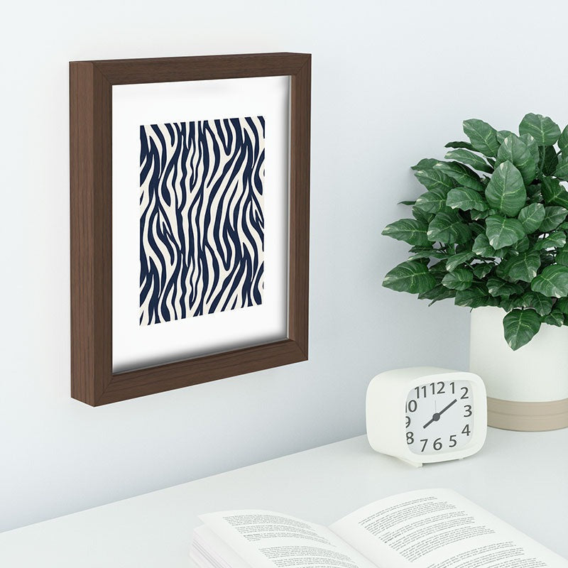Avenie BR Navy Tiger Stripes Recessed Framing Rectangle
