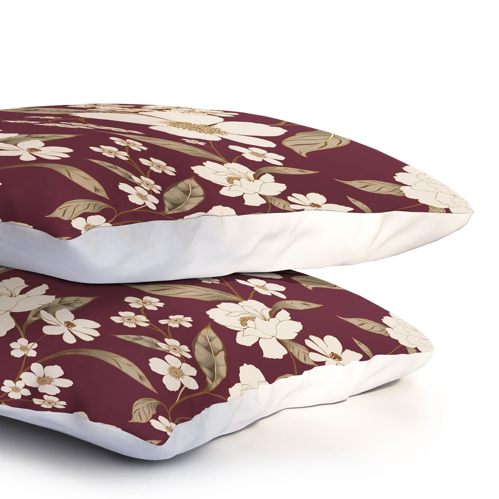 Gabriela Fuente Burgundy Floral Roberta Pillow Shams