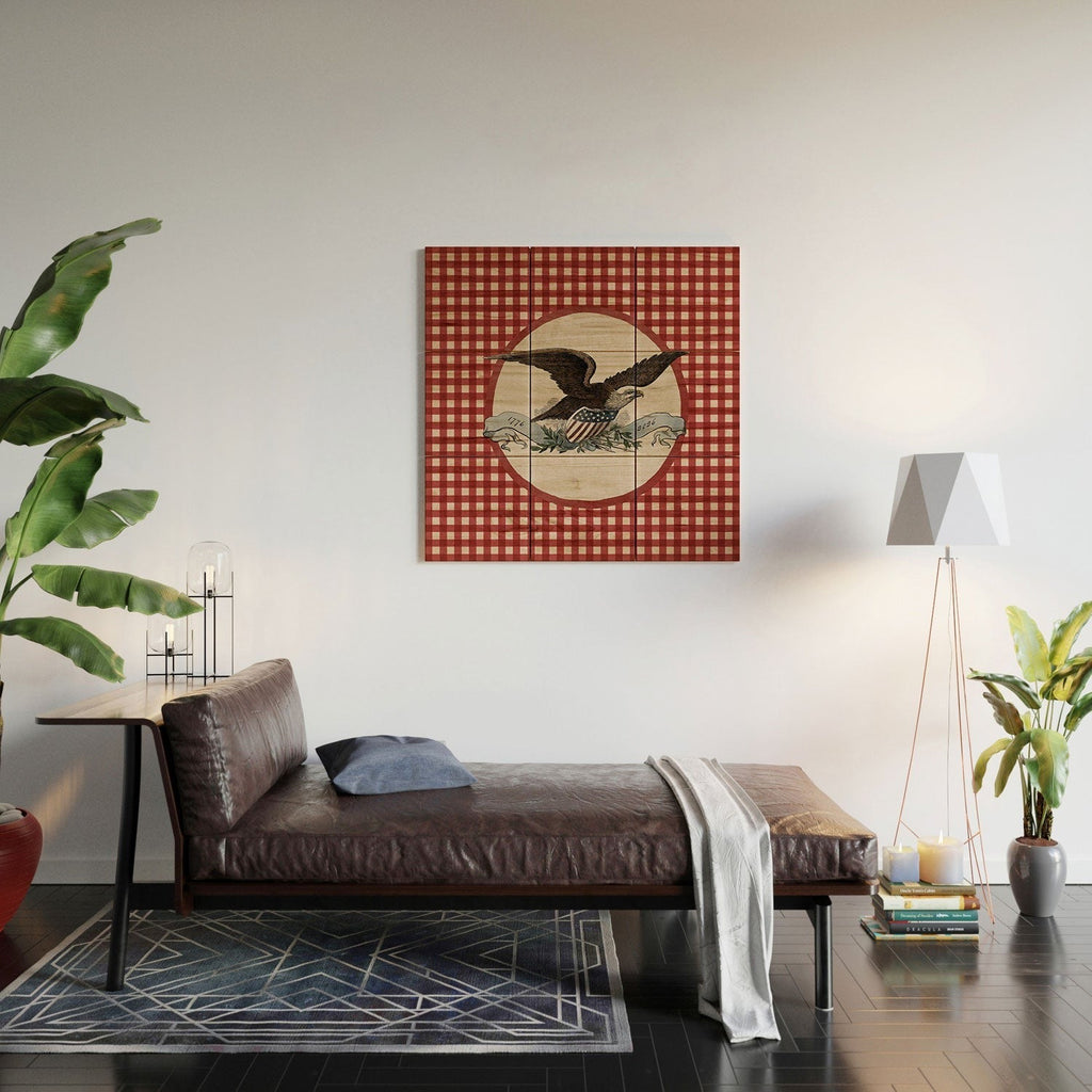 DENY Designs Gingham Eagle Wood Wall Mural