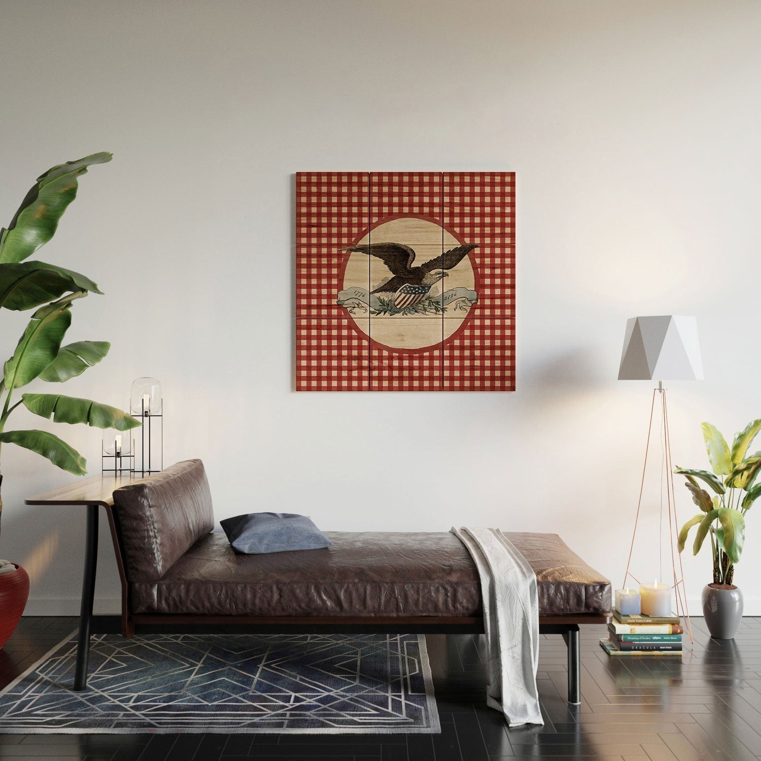 DENY Designs Gingham Eagle Wood Wall Mural