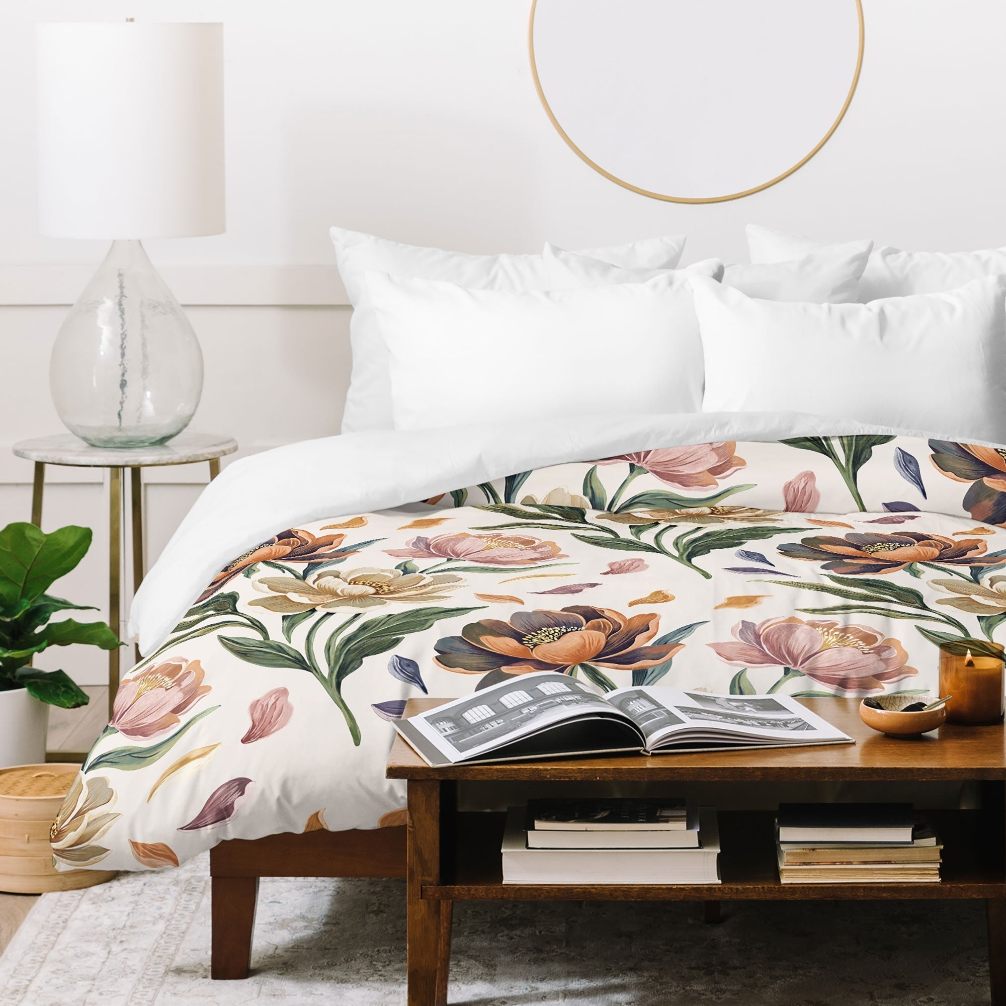 Marta Barragan Camarasa Hand Painted Peony Florals Duvet Cover