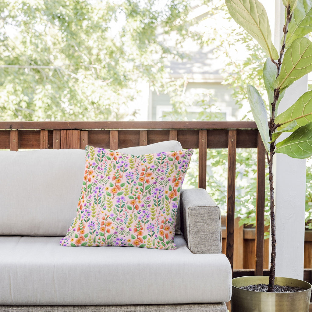 Pimlada Phuapradit Ditsy Spring Floral Outdoor Throw Pillow