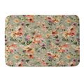 Ninola Design Botanic Retreat Floral Oleander Whimsical Teal Green Memory Foam Bath Mat