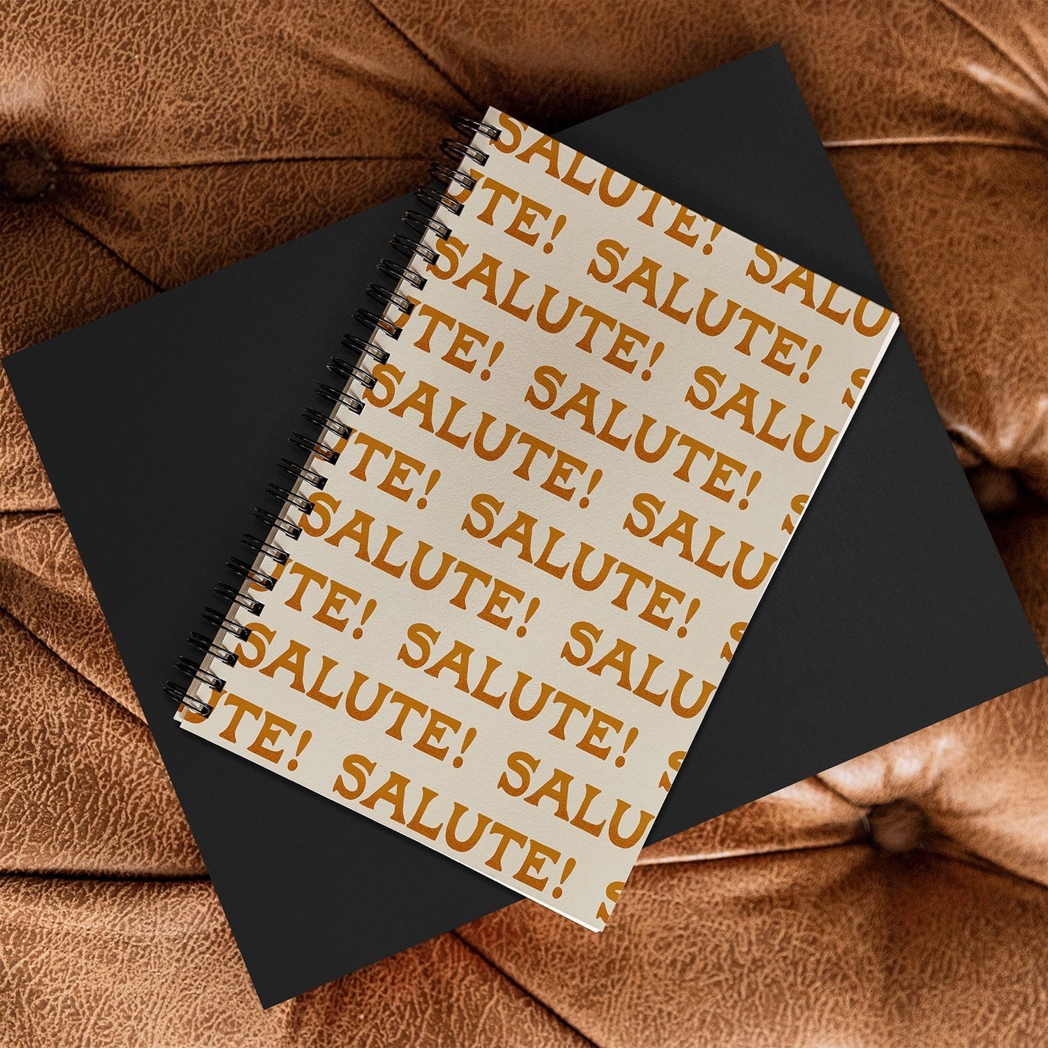 Jessica Molina Salute Gold Pattern on Cream Spiral Notebook