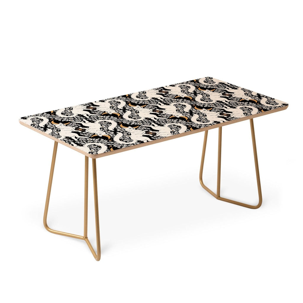 Avenie Celestial Cats Gold Coffee Table