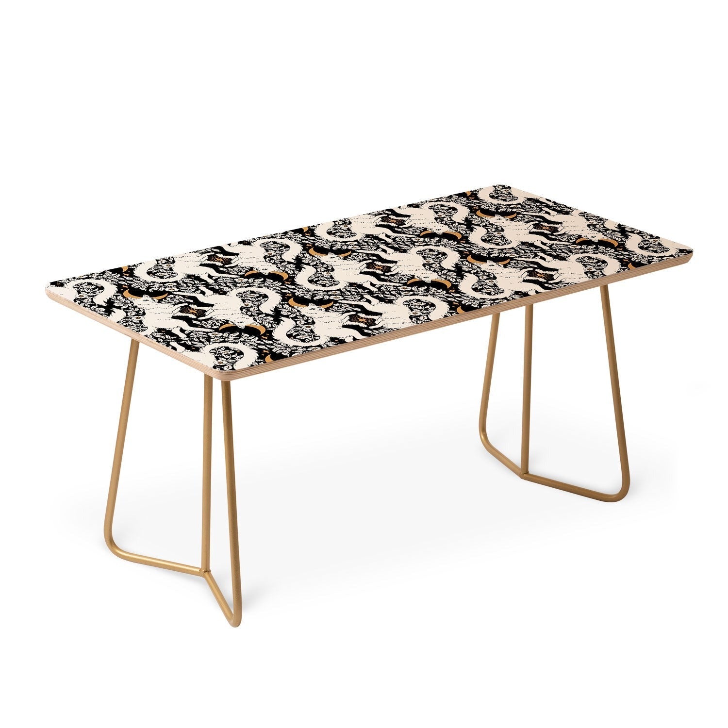 Avenie Celestial Cats Gold Coffee Table