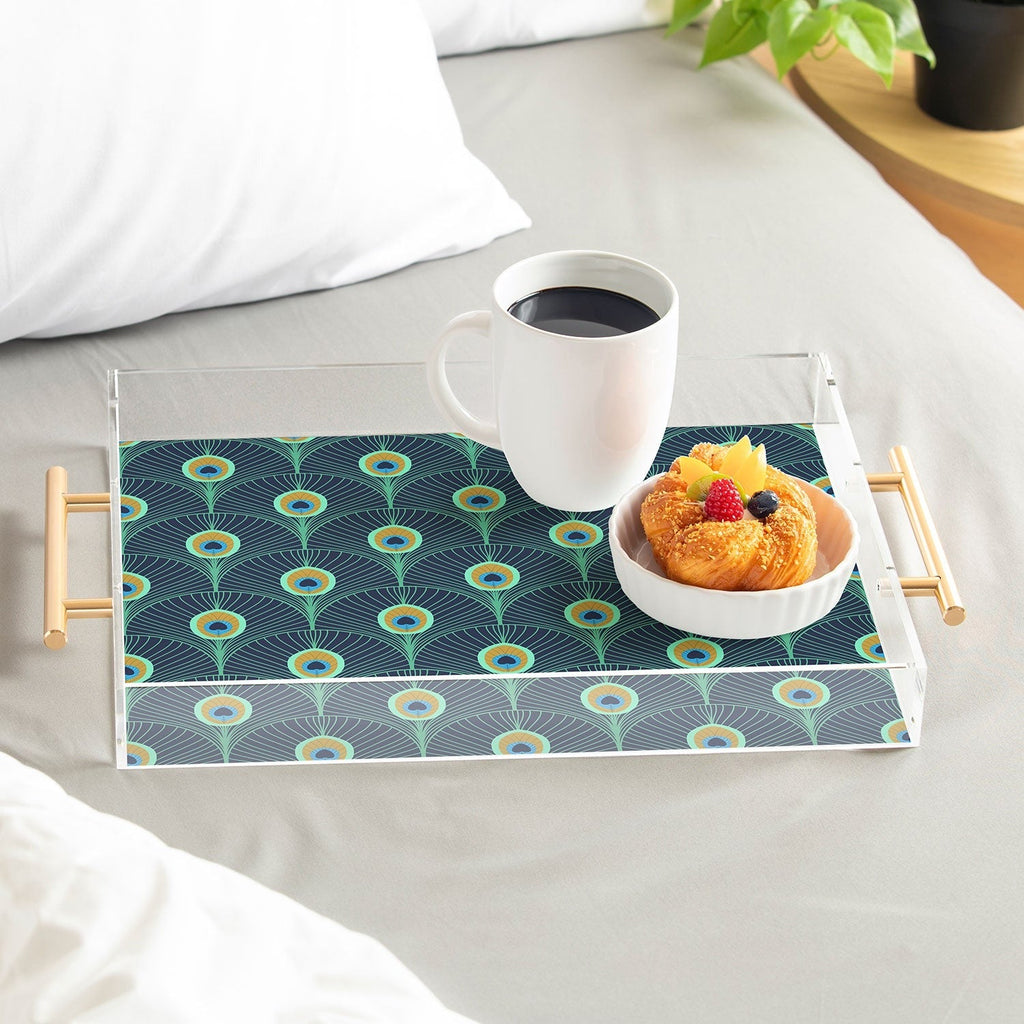 Design by Spark Peacock Deco Feathers Acrylic Tray