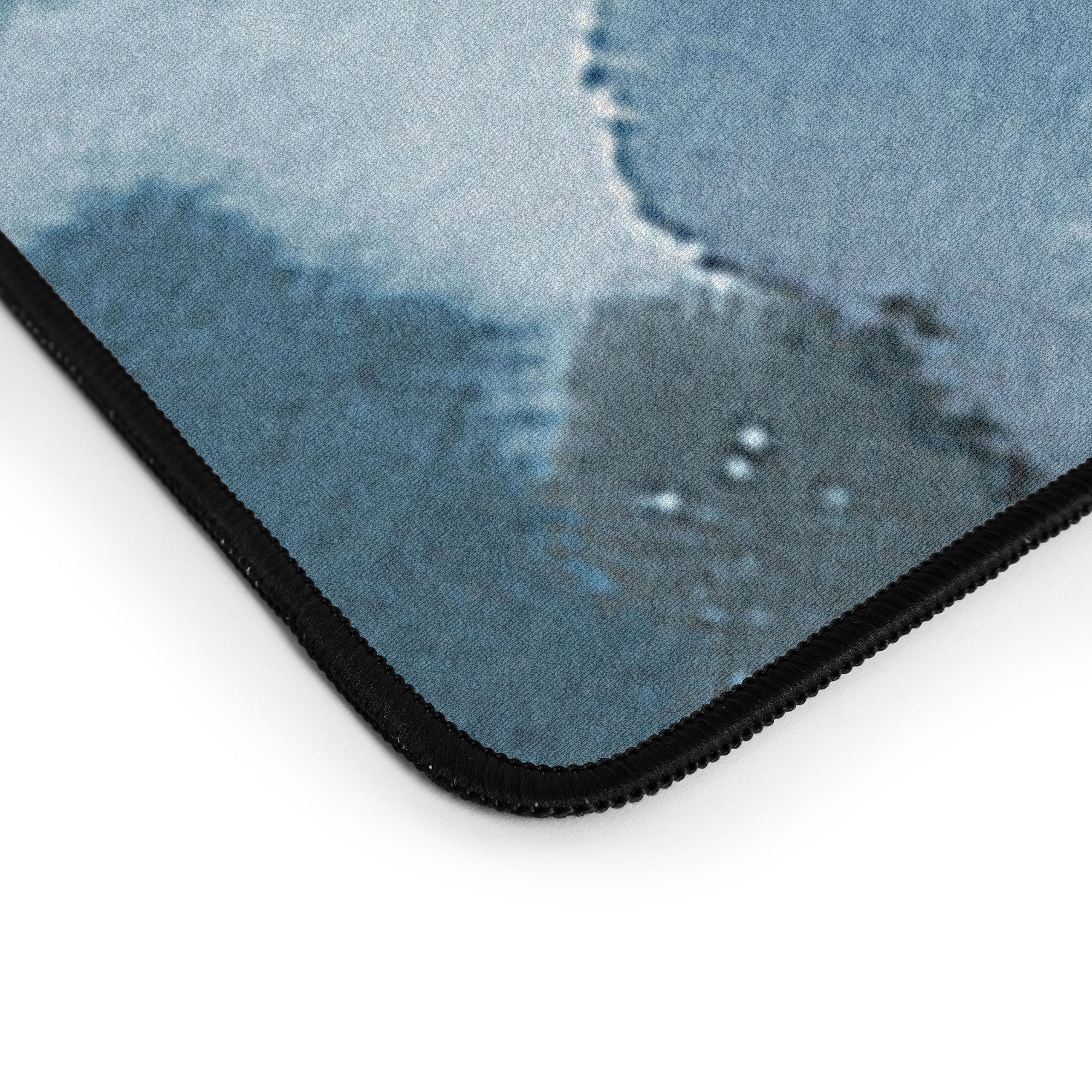 Ninola Design Botanic Retreat Ombre Abstract Watercolor Flowers Blue Navy Desk Mat