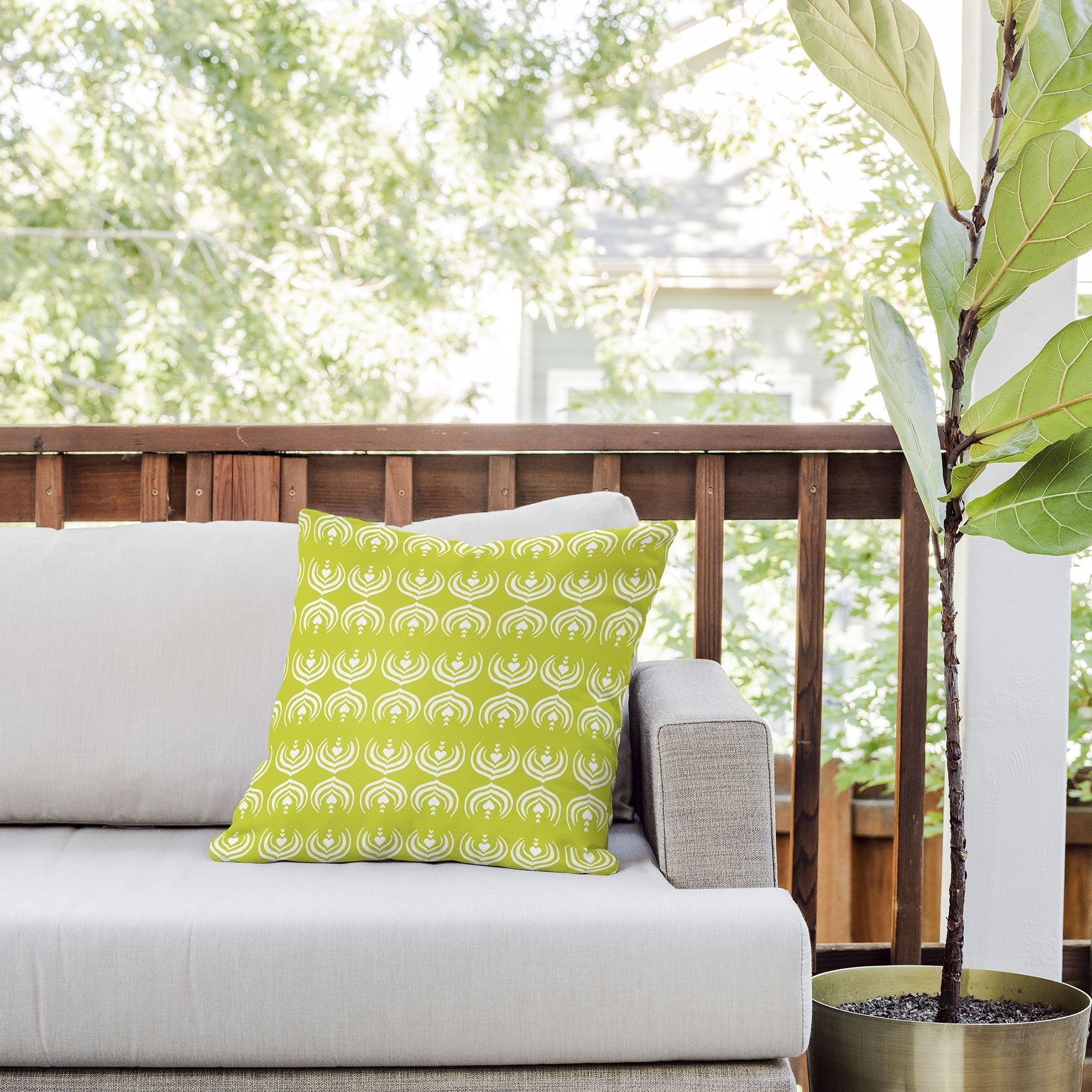 Design by Spark Matcha Latte Art Outdoor Throw Pillow