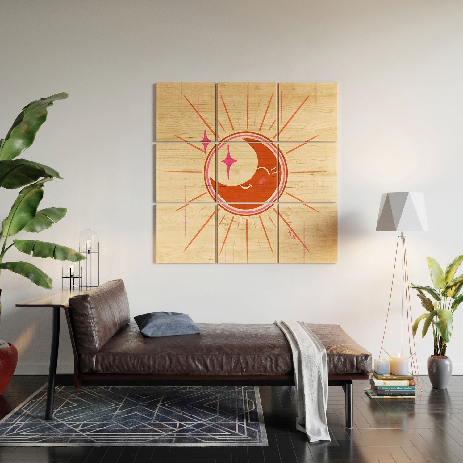 Little Om Celestial Moon cream Wood Wall Mural