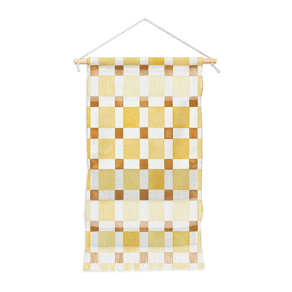 Ninola Design Everyday Artifact Checker Mosaic Tiles Geometry Yellow Wall Hanging Portrait