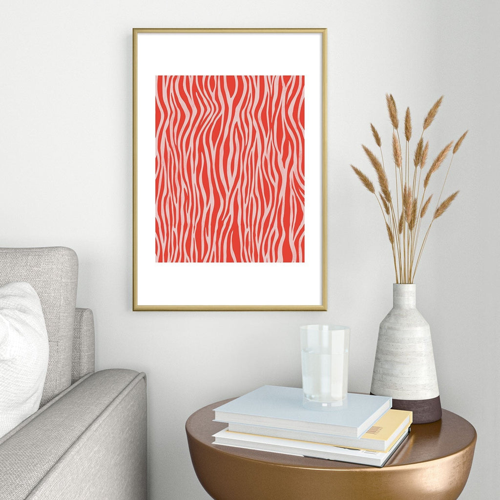 Avenie BR Red Zebra Stripe Metal Framed Art Print