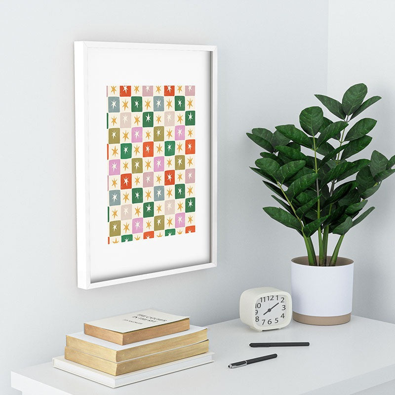 LouBruzzoni Retro Star Block Pattern Recessed Framing Rectangle
