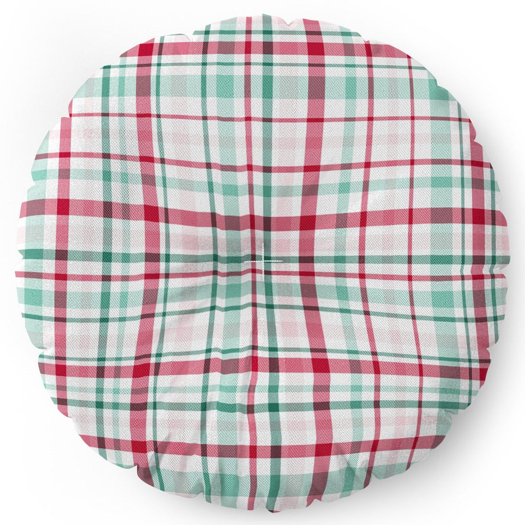 Lisa Argyropoulos Merry Vintage Plaid Floor Pillow Round