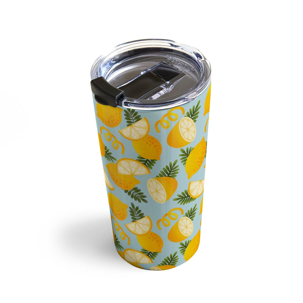 Jessica Molina Lemon Pattern on Sky Blue Travel Mug