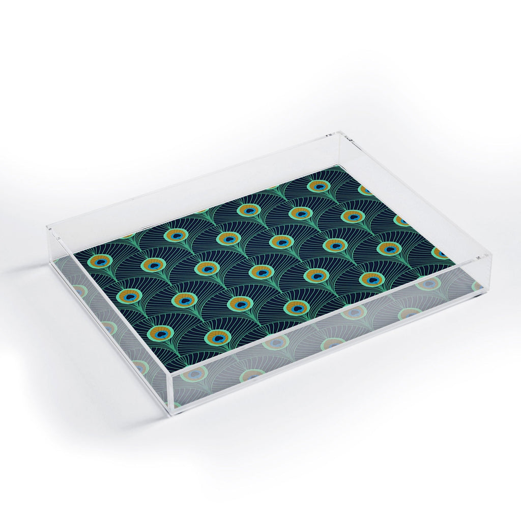 Design by Spark Peacock Deco Feathers Acrylic Tray