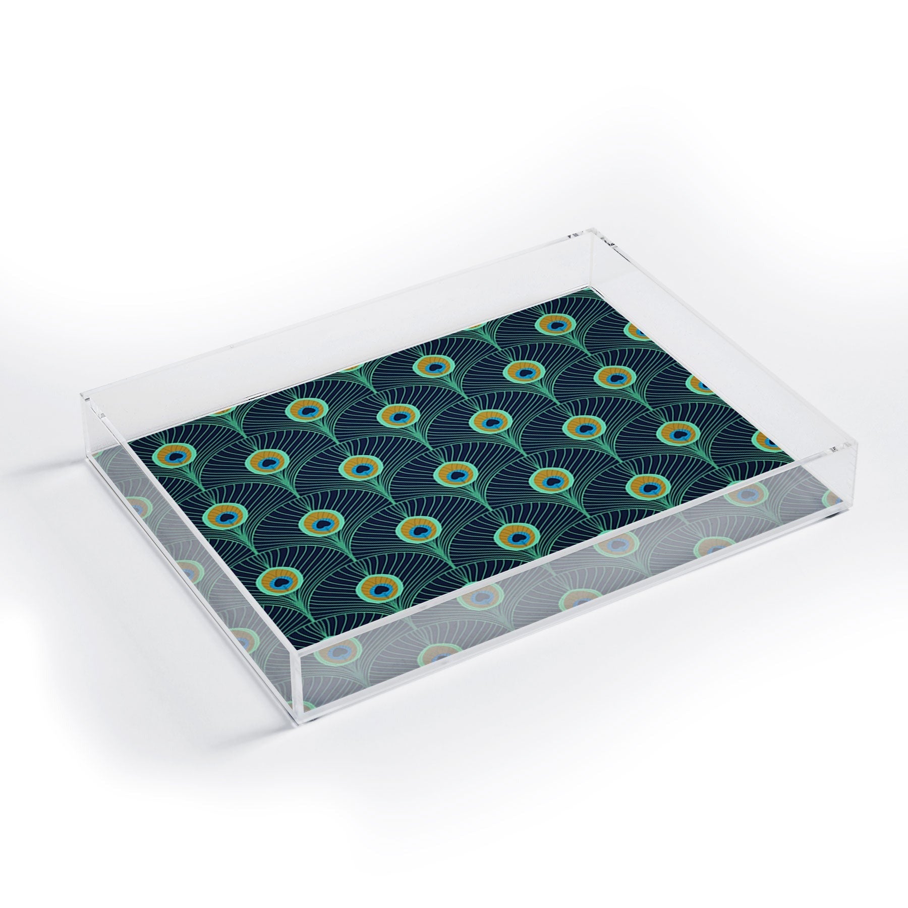 Design by Spark Peacock Deco Feathers Acrylic Tray