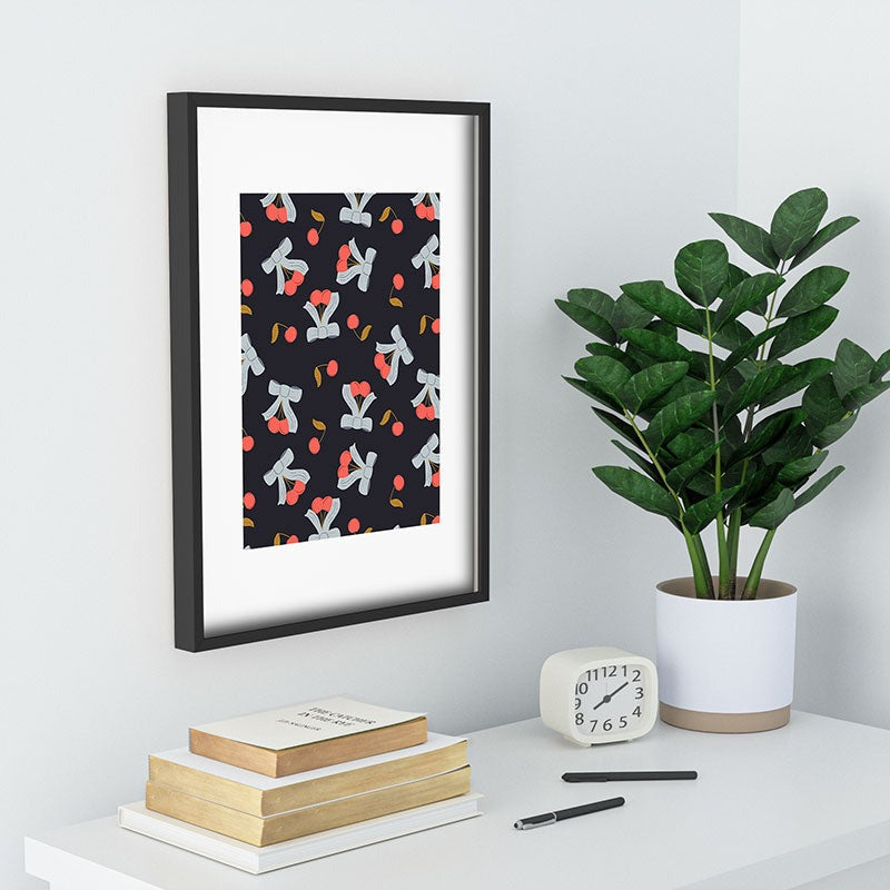 Jennifer Labre Cherries and Bows Recessed Framing Rectangle