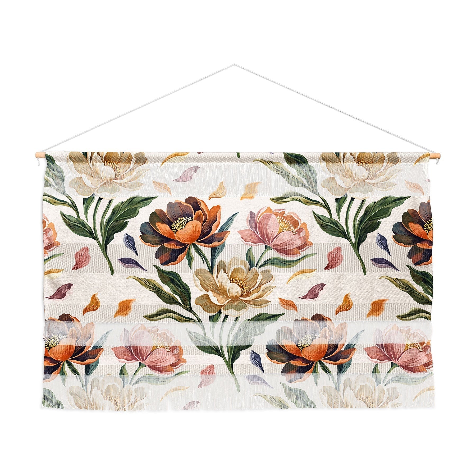 Marta Barragan Camarasa Hand Painted Peony Florals Wall Hanging Landscape