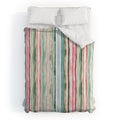 Ninola Design Botanic Retreat Watercolor Stripes Green Orange Red Duvet Cover