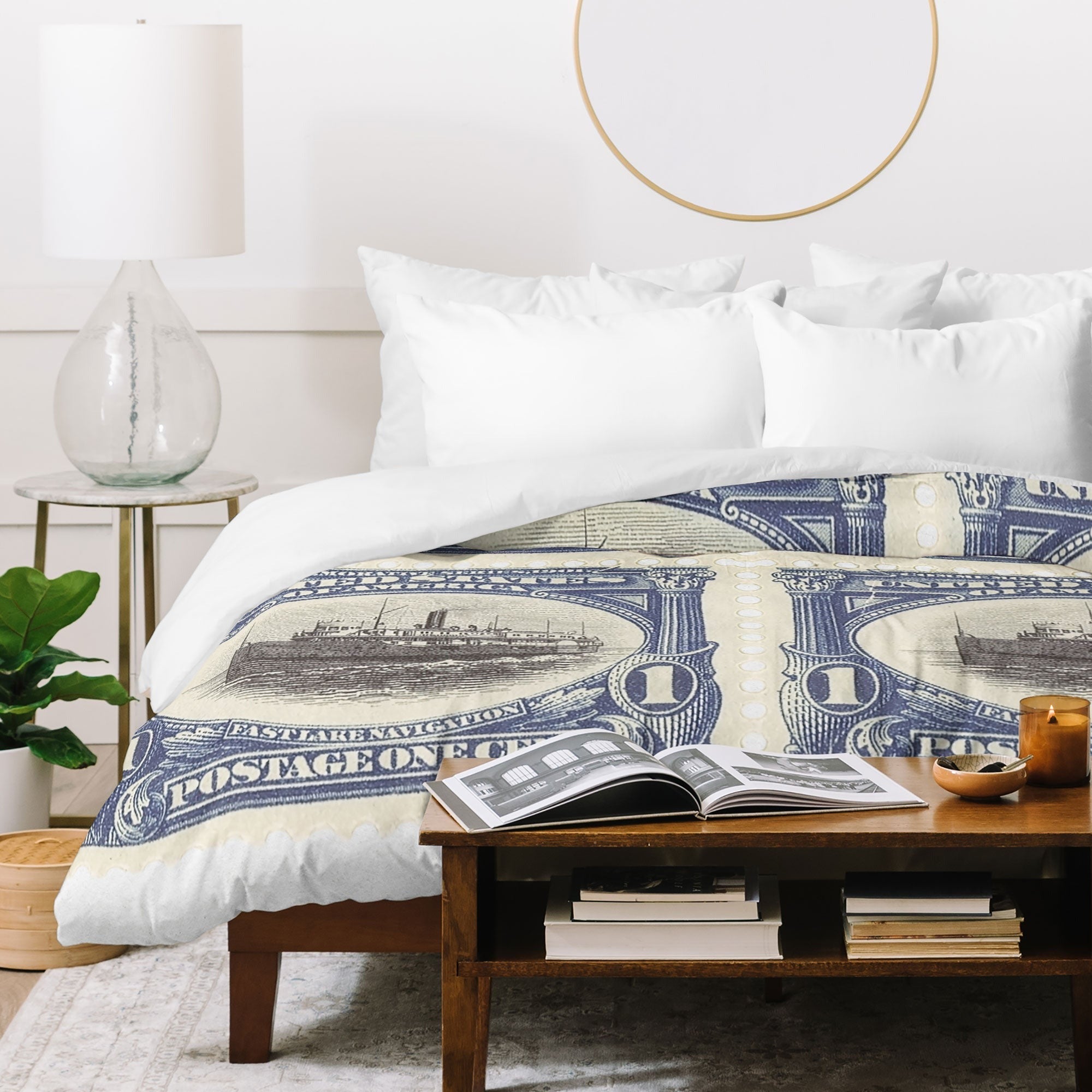 DENY Designs 1901 1c Fast Lake Navigation Stamps Duvet Cover