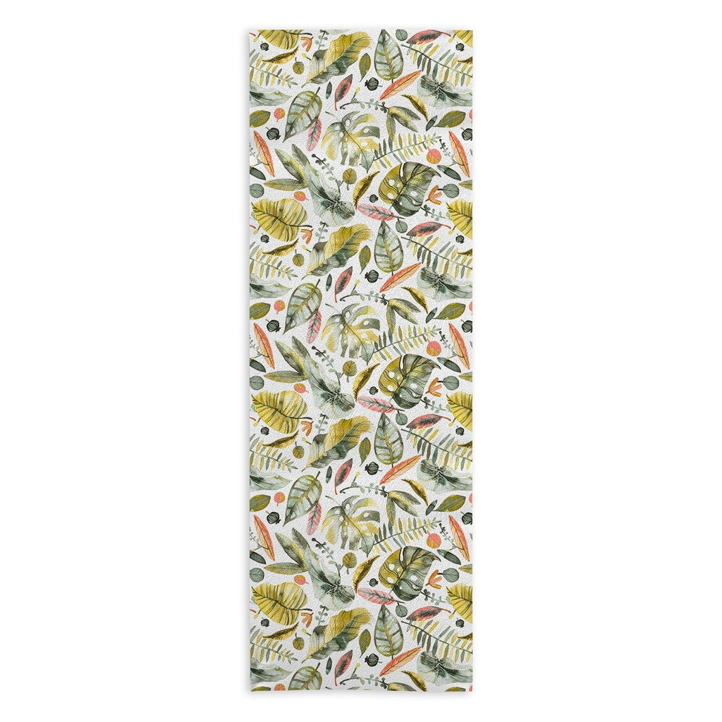 Ninola Design Botanic Retreat Tropical Jungle Leaves Botanical Green Orange Yoga Towel
