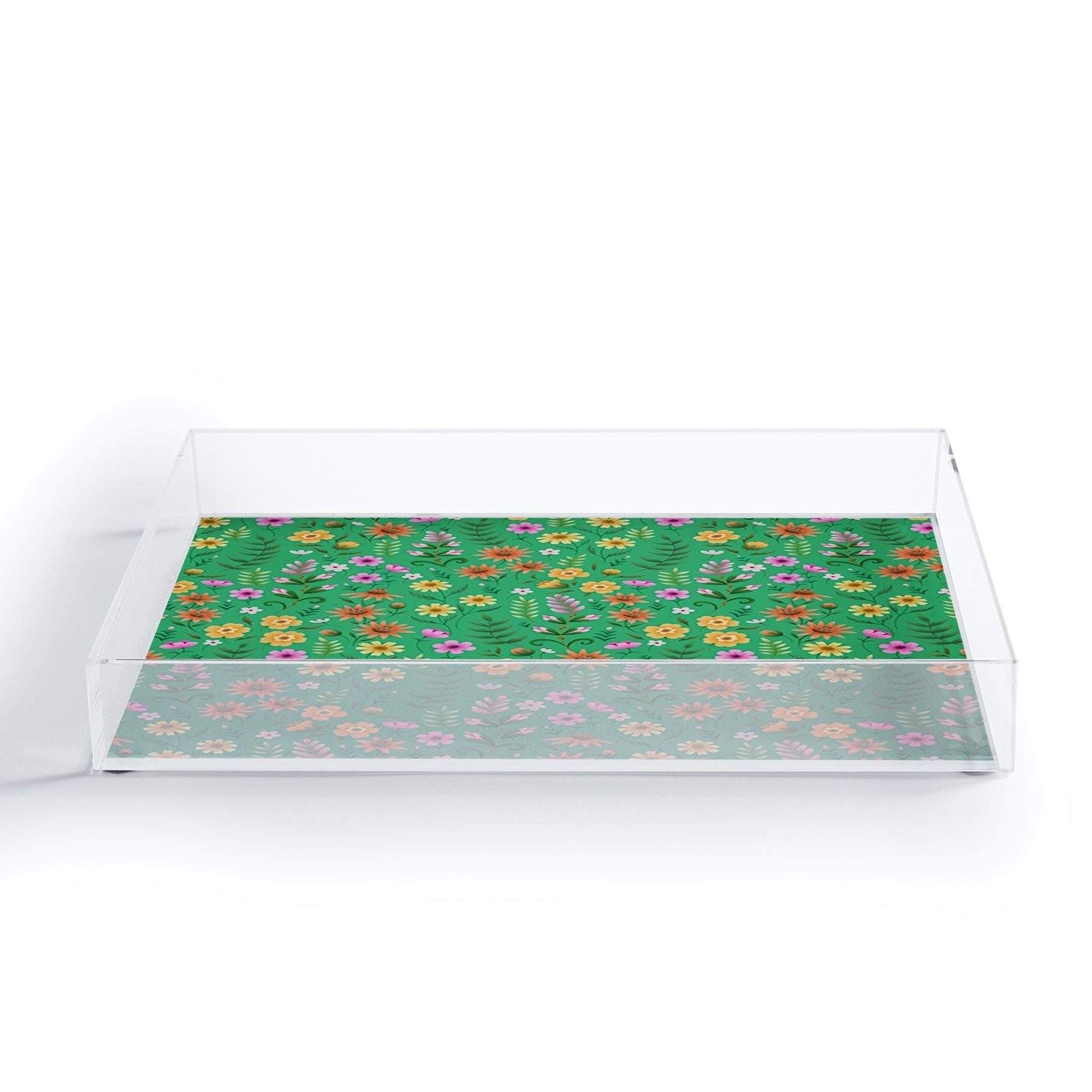 Pimlada Phuapradit Ditsy Spring Floral Green Acrylic Tray
