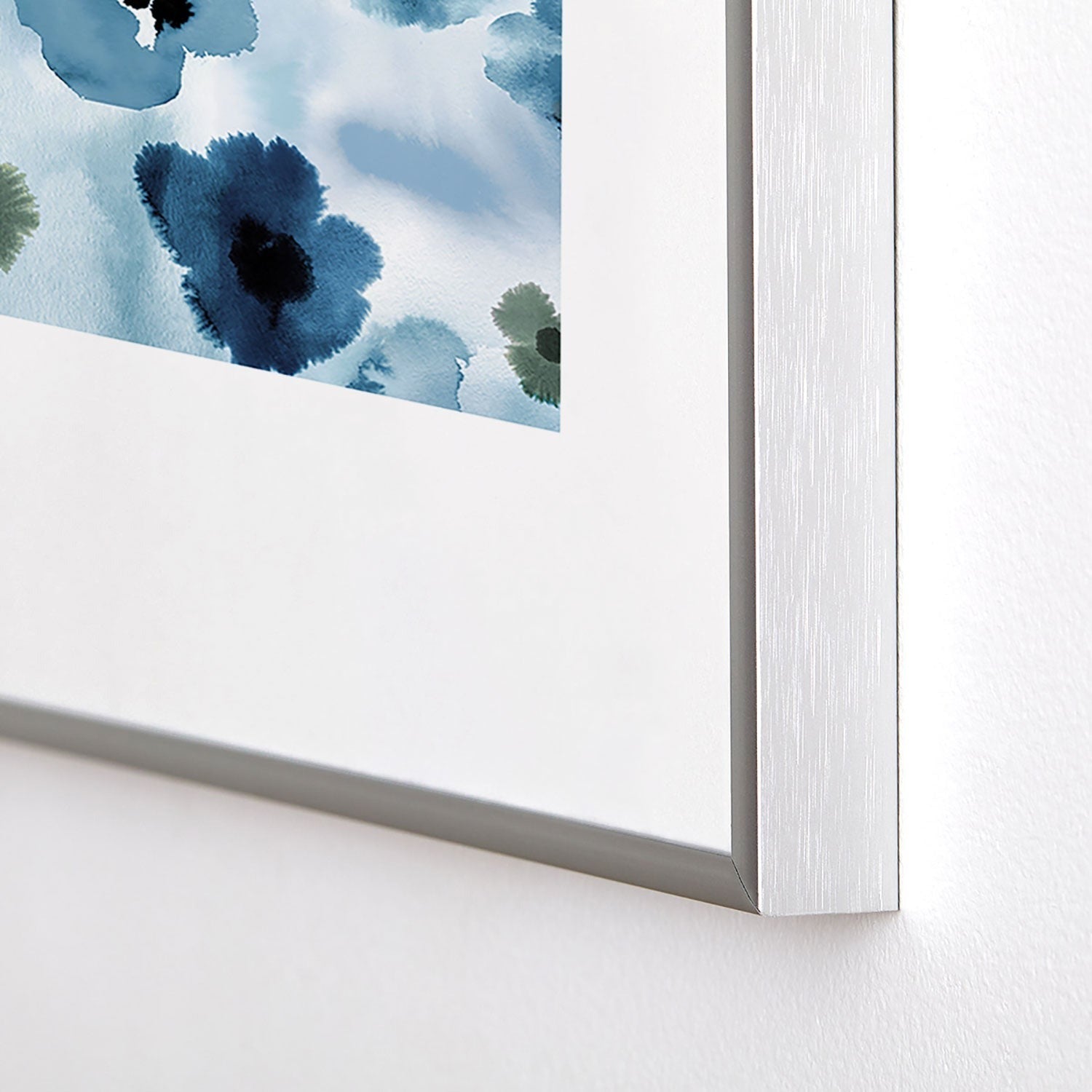 Ninola Design Botanic Retreat Ombre Abstract Watercolor Flowers Blue Navy Metal Framed Art Print