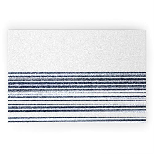 Kierkegaard Design Studio organic stripes naut navy blue and white Welcome Mat