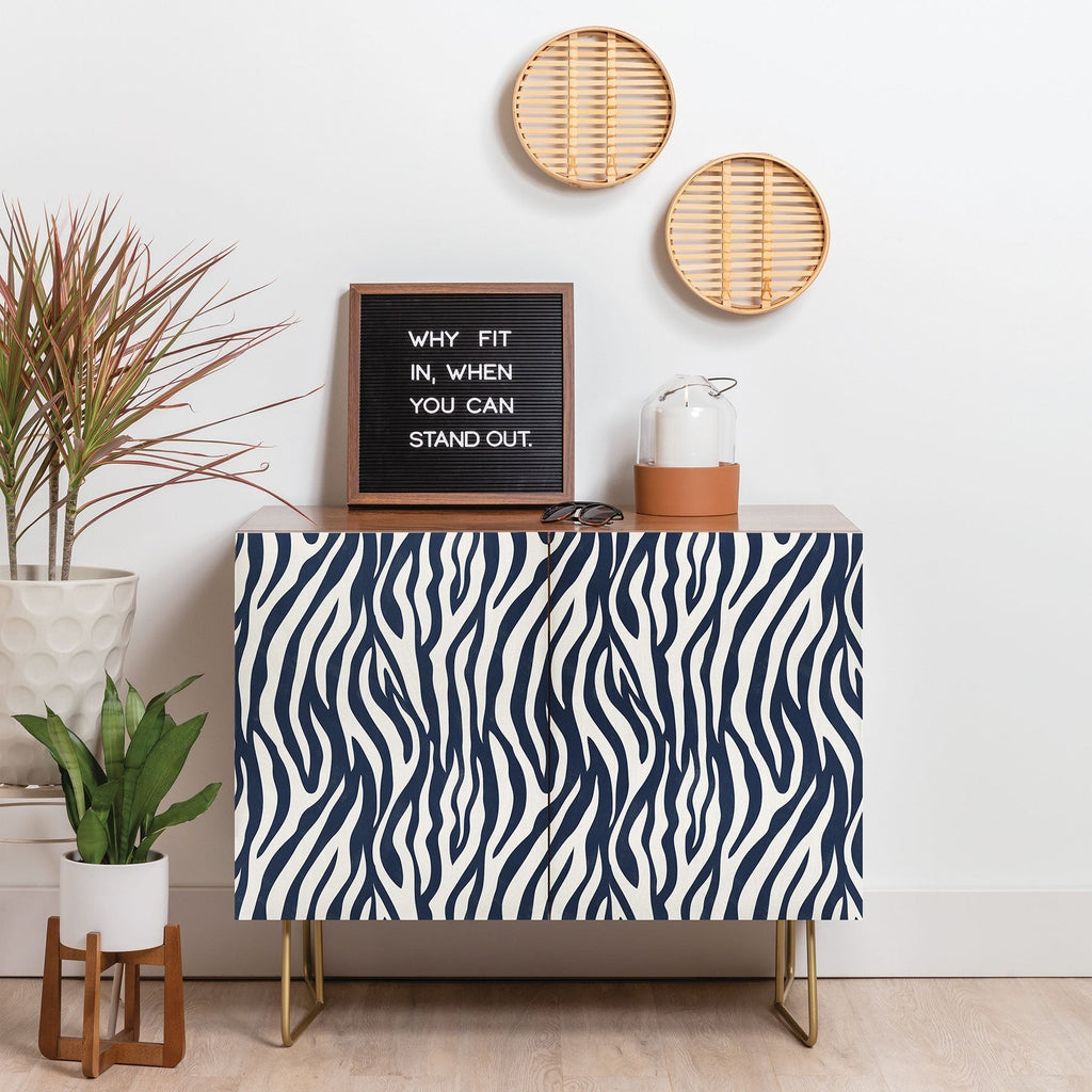 Avenie BR Navy Tiger Stripes Credenza