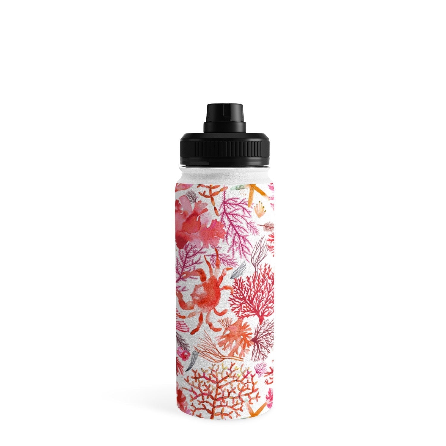 Ninola Design Botanic Retreat Coral Reef Crab Lobster Red Water Bottle